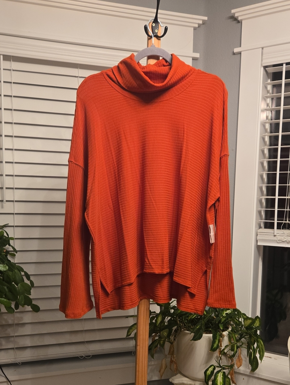 Free People Oversized Ribbed Cowl Neck Sweater - Orange